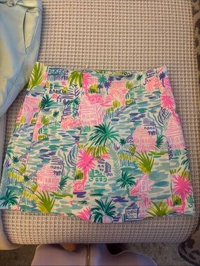 Lilly Pulitzer Pink, Teal & Lime Tropical A-Line Skort